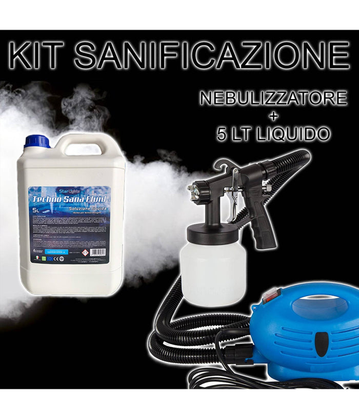 Kit Sanificazione Di Ambienti Nebulizzatore Spruzzatore + 5lt Soluzione Liquida         