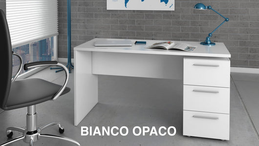 KIT SCRIVANIA STYLUS C/CASSETTIERA 138X60X74 B.CO LAC.