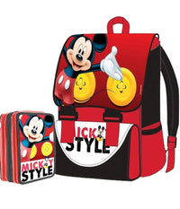 Kit Scuola School Pack Zaino Estensibile + Astuccio 3 Zip Disney Mickey Mouse         