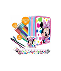 Kit Scuola School Pack Zaino Estensibile + Astuccio 3 Zip Disney Minnie Mouse         