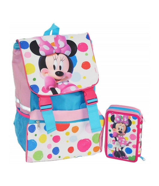 Kit Scuola School Pack Zaino Estensibile + Astuccio 3 Zip Disney Minnie Mouse         
