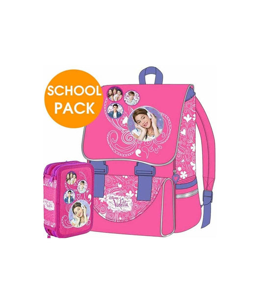 Kit Scuola School Pack Zaino Estensibile + Astuccio 3 Zip Disney Violetta         