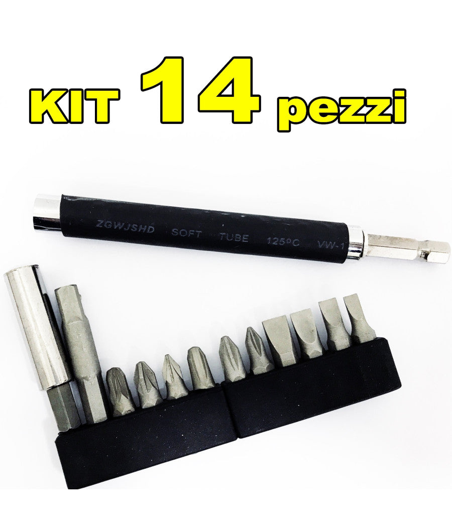 Kit Set 14 In 1 Cacciavite Con Punte Inserti Intercambiabili 14 Pz Bricolage         