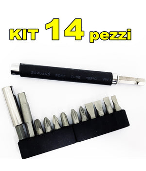 Kit Set 14 In 1 Cacciavite Con Punte Inserti Intercambiabili 14 Pz Bricolage         