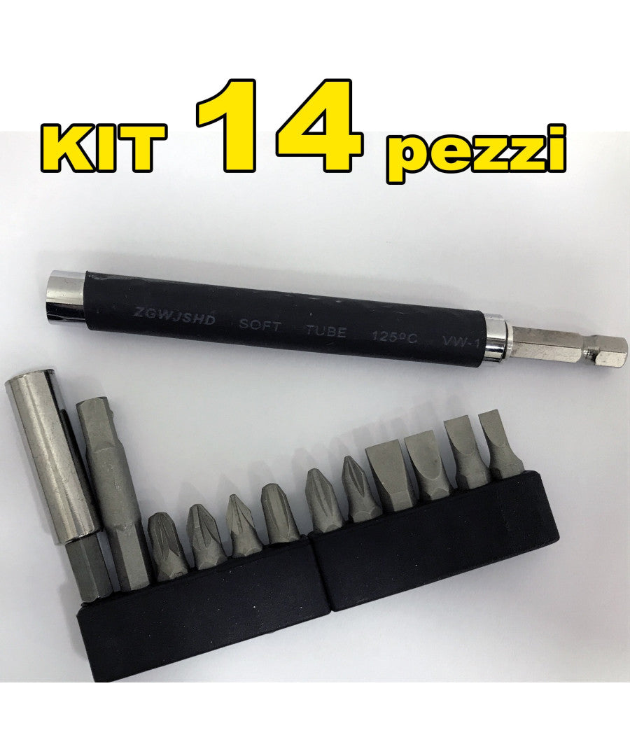 Kit Set 14 In 1 Cacciavite Con Punte Inserti Intercambiabili 14 Pz Bricolage         