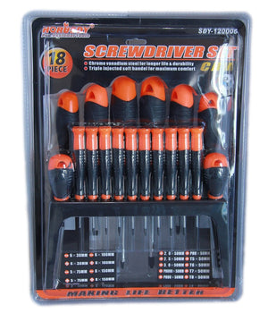 Kit Set 18 Cacciaviti Cacciavite Con Supporto A Parete Fissi Croce Crv Sdy120006         