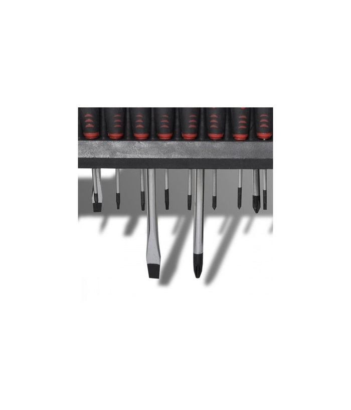 Kit Set 18 Cacciaviti Cacciavite Con Supporto A Parete Fissi Croce Crv Sdy120006         