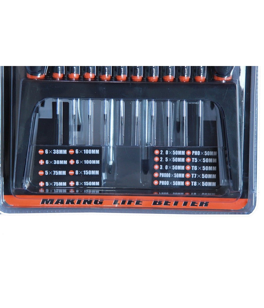 Kit Set 18 Cacciaviti Cacciavite Con Supporto A Parete Fissi Croce Crv Sdy120006         