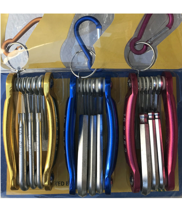 Kit Set 24 Pezzi Chiavini Pieghevoli Torx Forati Esagonali Sferici Ball Point         