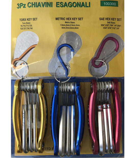 Kit Set 24 Pezzi Chiavini Pieghevoli Torx Forati Esagonali Sferici Ball Point         