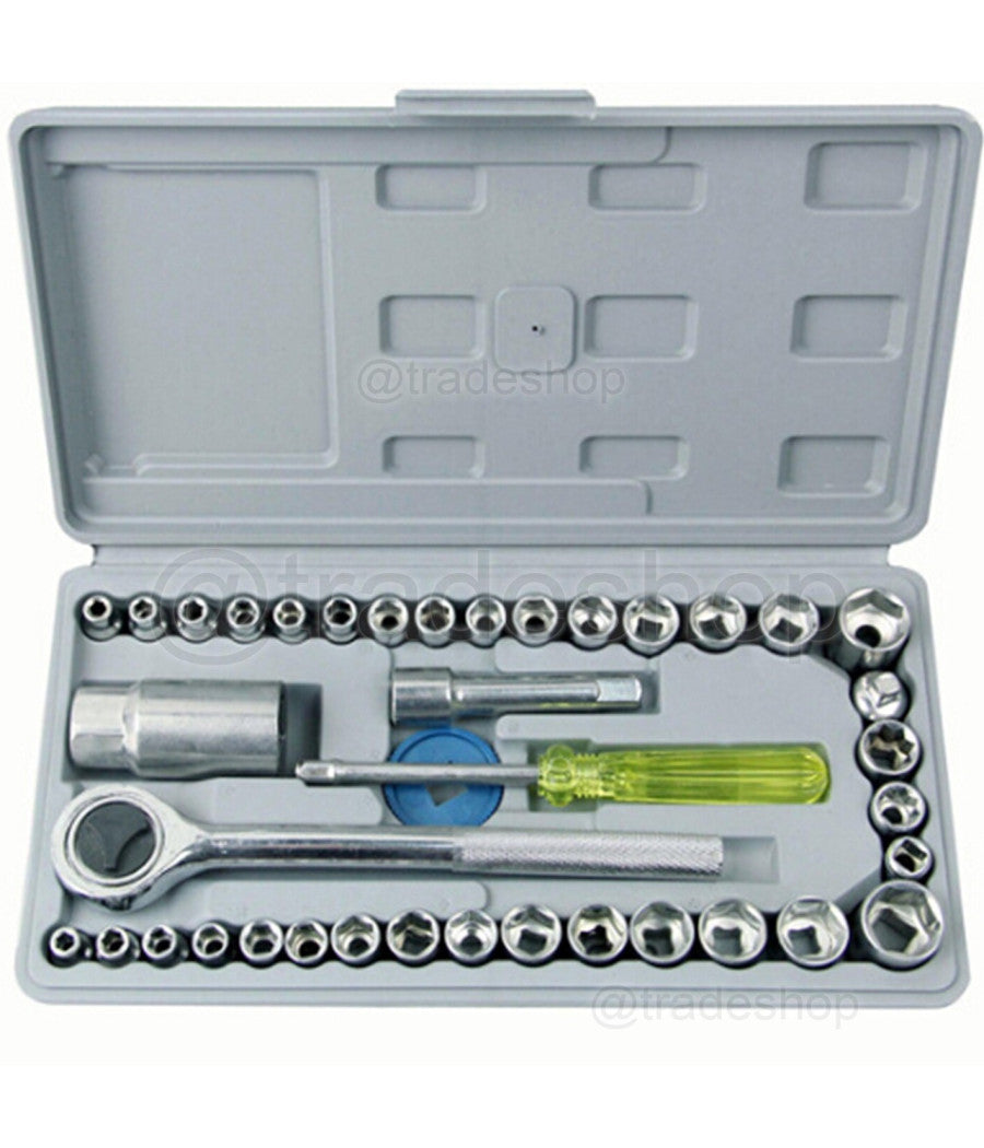 Kit Set Chiavi A Bussola Con Cricchetto 40 Pezzi Giravite Valigetta In Plastica         