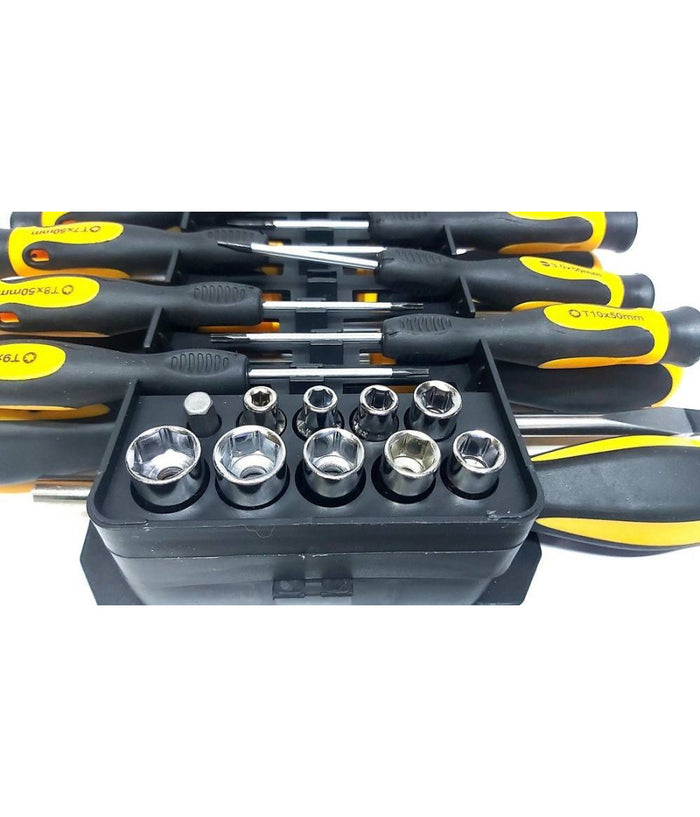 Kit Set Da 44 Pezzi Cacciaviti Torx Esagonali Punte Inserti Bussola         