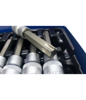 Kit Set Inserti Chiavi 19 Pezzi Bussole Chiavi Torx Maschi 1/4" 1/2" In Valigia         