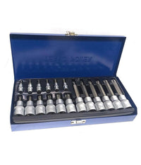 Kit Set Inserti Chiavi 19 Pezzi Bussole Chiavi Torx Maschi 1/4" 1/2" In Valigia         