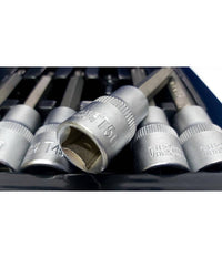 Kit Set Inserti Chiavi 19 Pezzi Bussole Chiavi Torx Maschi 1/4" 1/2" In Valigia         