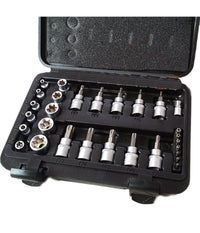 Kit Set Inserti Chiavi Bussole Torx Hex 29 Pz Attacchi 1/4" 3/8" Maschio Femmina         