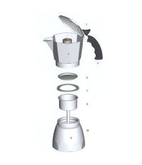 Kit Set Ricambio Ricambi Moka Caffettiera Filtro Guarnizione Imbuto Tazze         