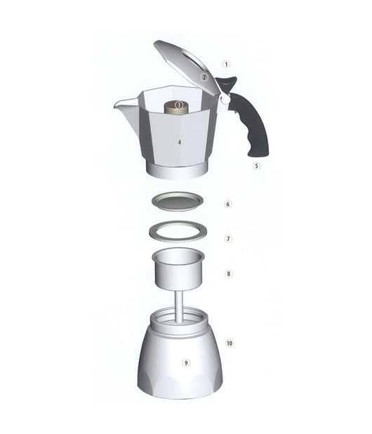 Kit Set Ricambio Ricambi Moka Caffettiera Filtro Guarnizione Imbuto Tazze    -moka 2 Tazze    -