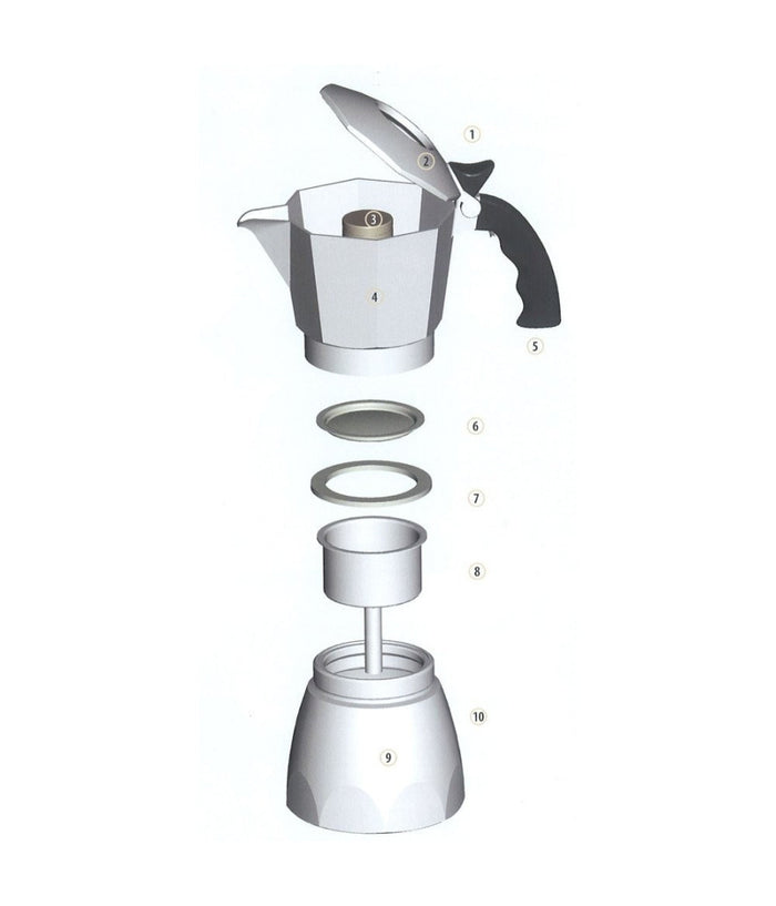 Kit Set Ricambio Ricambi Moka Caffettiera Filtro Guarnizione Imbuto Tazze    -moka 3 Tazze    -