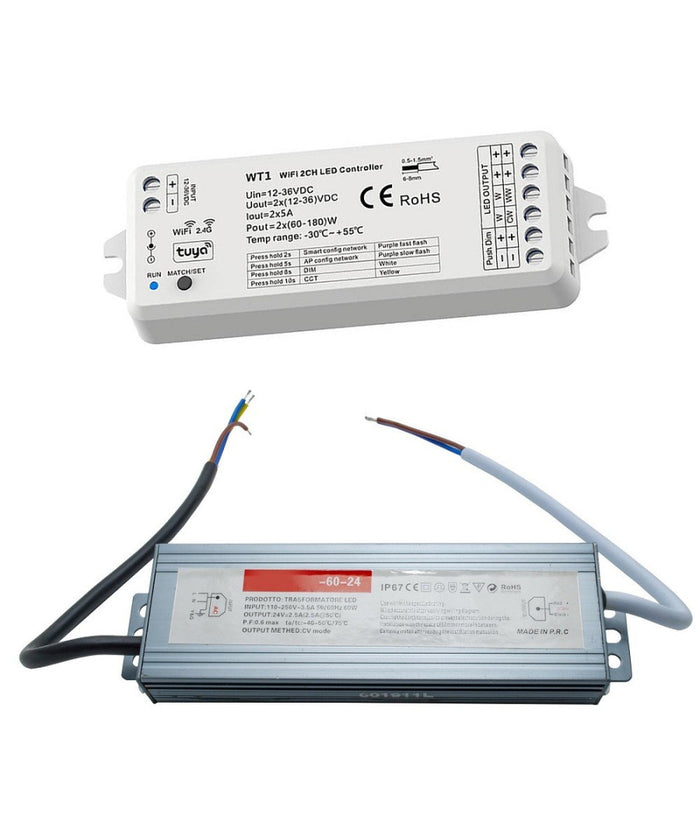 Kit Smart Striscia Led Ip68 Cob Neon Flex Dimmerabile 24v Centralina Vocale Wifi  -bianco Naturale      -