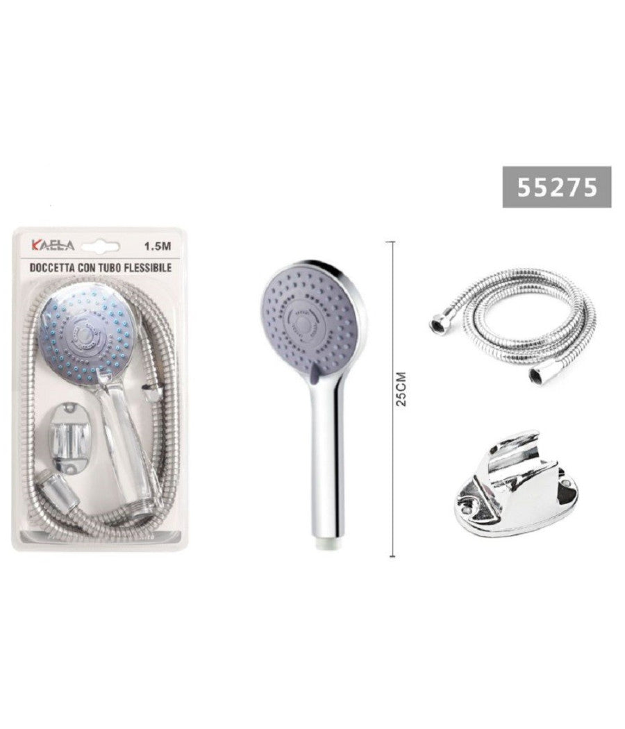 Kit Soffione Doccetta 25cm Multigetto Doccia Bagno Con Staffa Tubo 1,5 Mt 55275         
