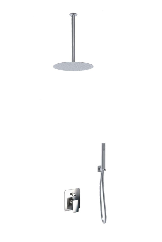 Kit Doccia 2 Vie Soffione Acciaio Inox  Slim 2 mm + Braccio Doccia + Presa Acqua + Flessibile + Doccino Soffione diam.25 cm con Braccio da Soffitto