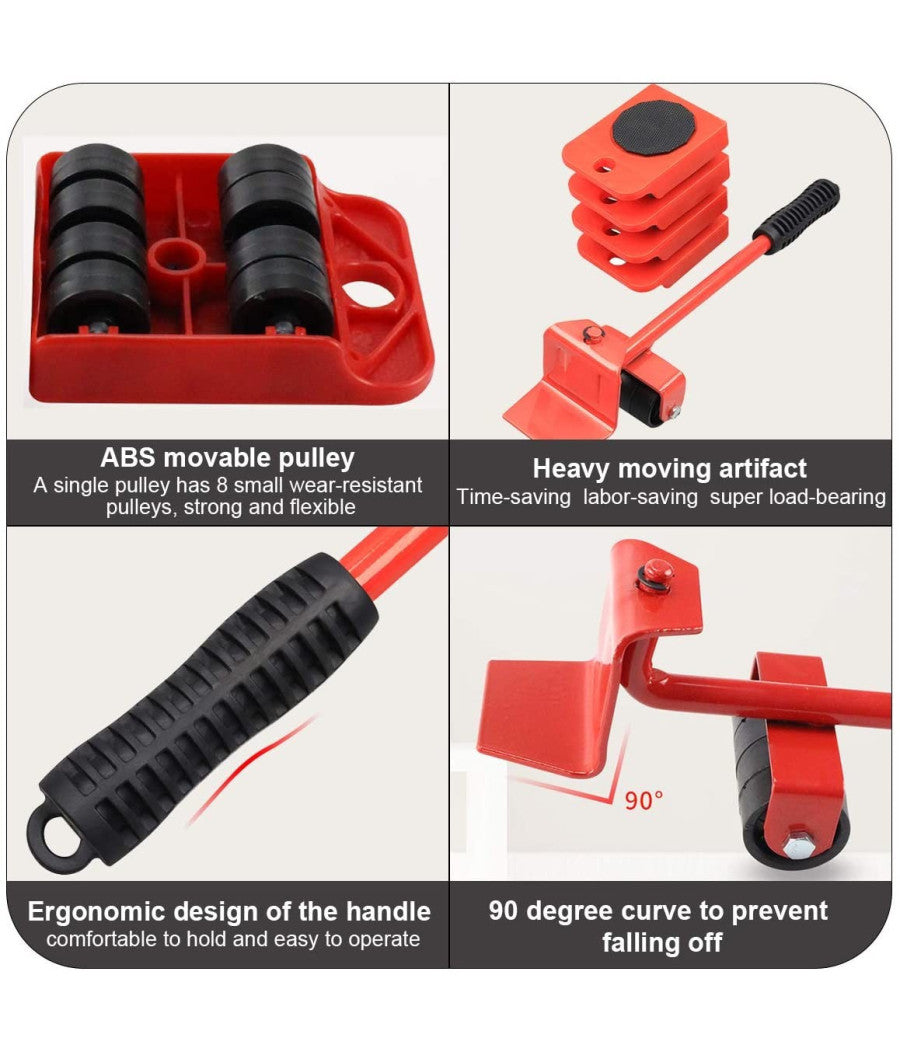 Kit Sollevatore Solleva Mobili Con Ruote Piastra 200kg Spostare Sollevare Mobile         