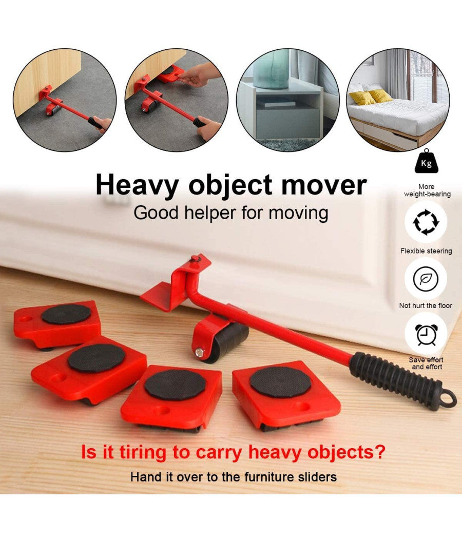 Kit Sollevatore Solleva Mobili Con Ruote Piastra 200kg Spostare Sollevare Mobile         
