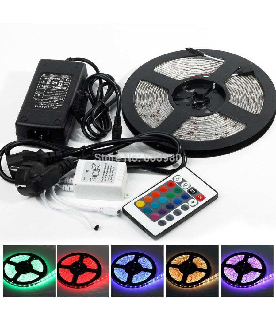 Kit Striscia Led Rgb Strip 5m 300 Led 5050 + Controller + Telecomando 5 Metri         