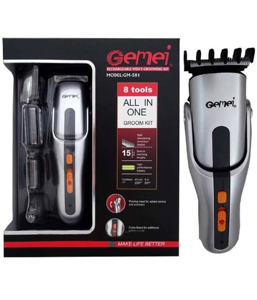 Kit Tagliacapelli Trimmer Rasoio Uomo 8in1 Ricaricabile Batteria Cordless Gm-581         