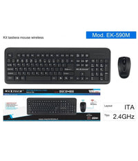 Kit Tastiera Mouse Wireless 2.4ghz Layout Italiano Pc Windows Mac Linus Ek-590m         
