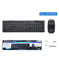 Kit Tastiera Wireless Mouse Impermeabile 2.4ghz Per Pc Layout Italiano Ek-845m         
