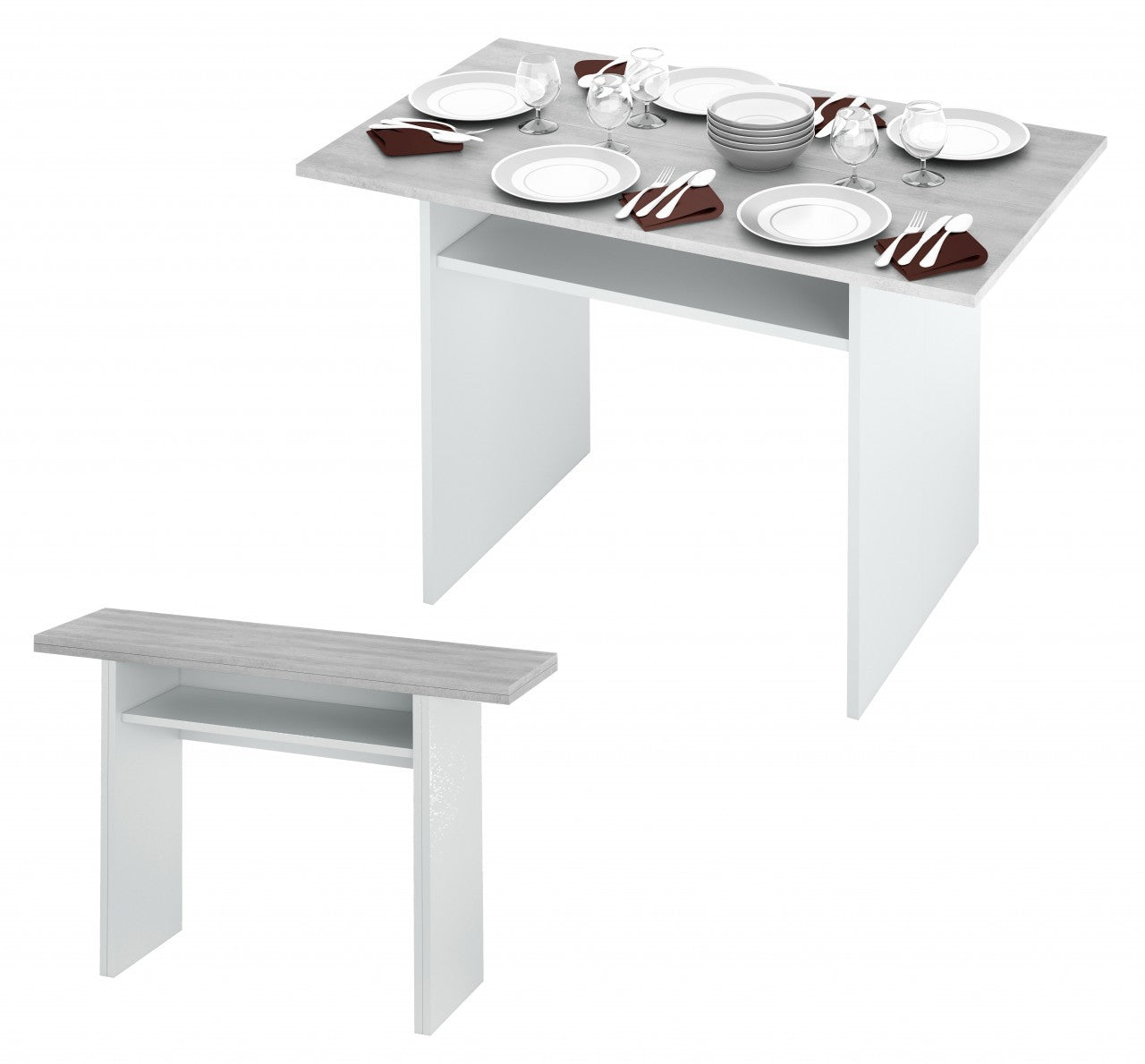 KIT TAVOLO CONSOLLE 35/70X120XH75CM BIANCO CEME