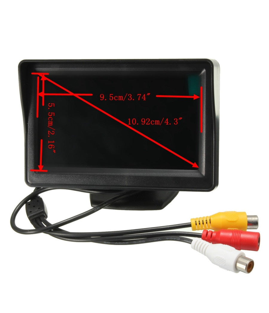 Kit Telecamera Retromarcia Monitor 4,3" Tft Lcd Staffata Cablata Auto Camper         