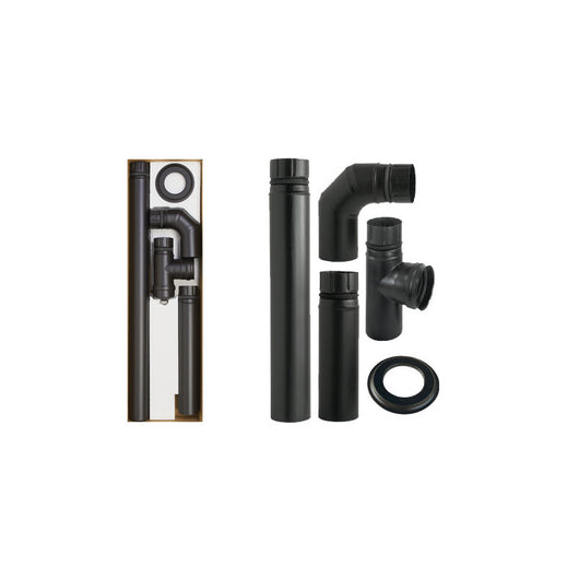 Kit tubi per stufe a pellet Ø8 cm – 5 pezzi smaltati nero opaco – A.L.A.