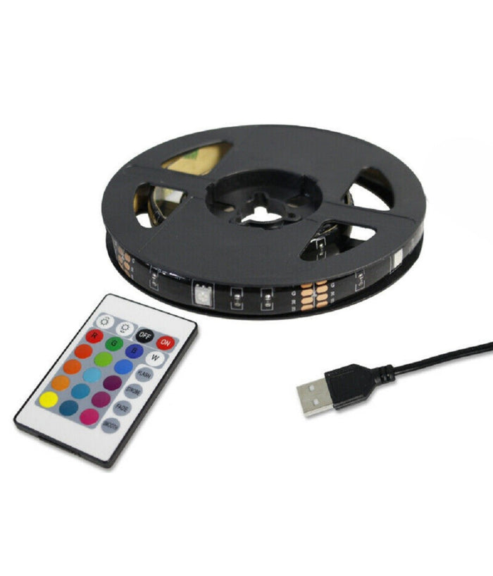 Kit Tv Striscia Strip Led Usb Rgb 5v Per Retroilluminazione 2 Mt 3 Mt 5 Mt     -2 Mt   -