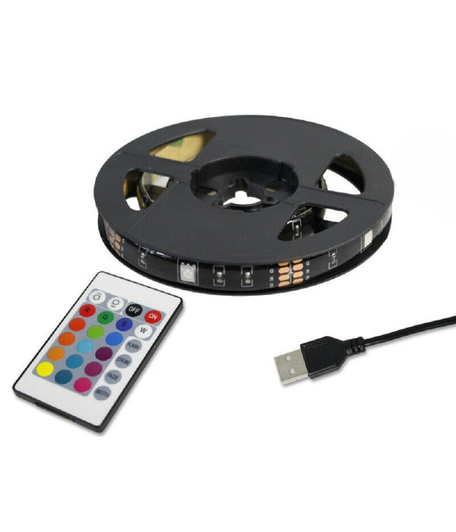 Kit Tv Striscia Strip Led Usb Rgb 5v Per Retroilluminazione 2 Mt 3 Mt 5 Mt     -5 Mt   -