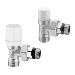 Kit valvola e detentore in acciaio con tappo bianco e raccordi multistrato 20x2