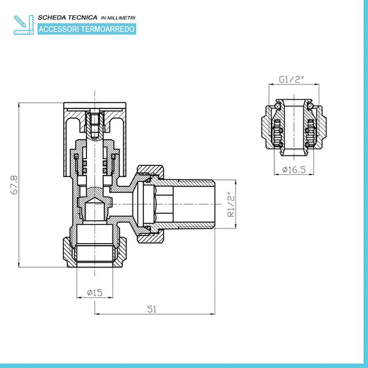 Valvole per termoarredo nere con raccordi multistrato da 16 mm G 1/2