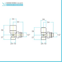 Kit valvola termostatica e detentore cromo con raccordi multistrato 20x2
