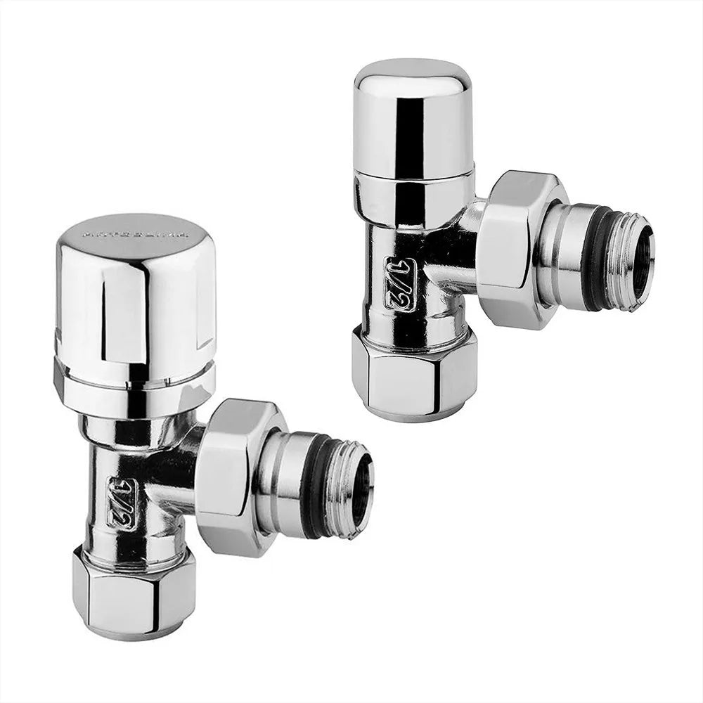 Kit valvola termostatica e detentore cromo con raccordo rame 12 mm