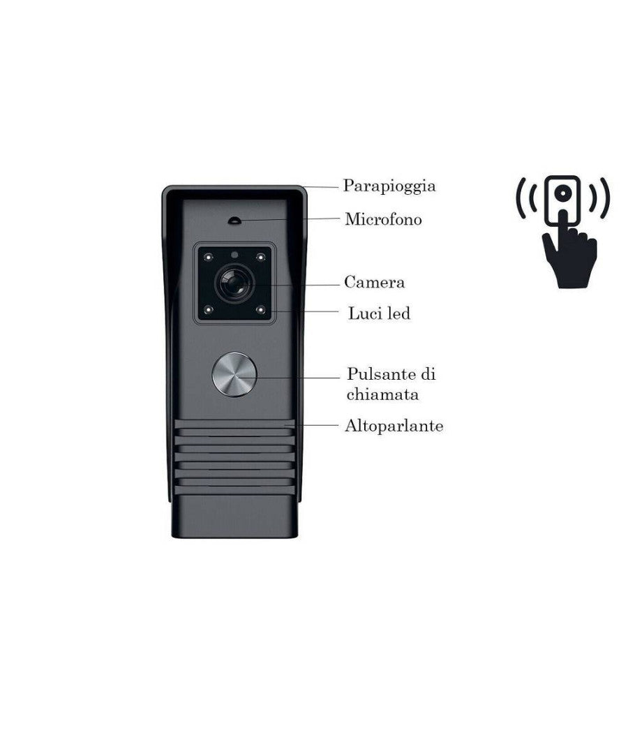 Kit Videocitofono Monofamiliare Monitor 7'' Telecamera Apriporta Rlc07         