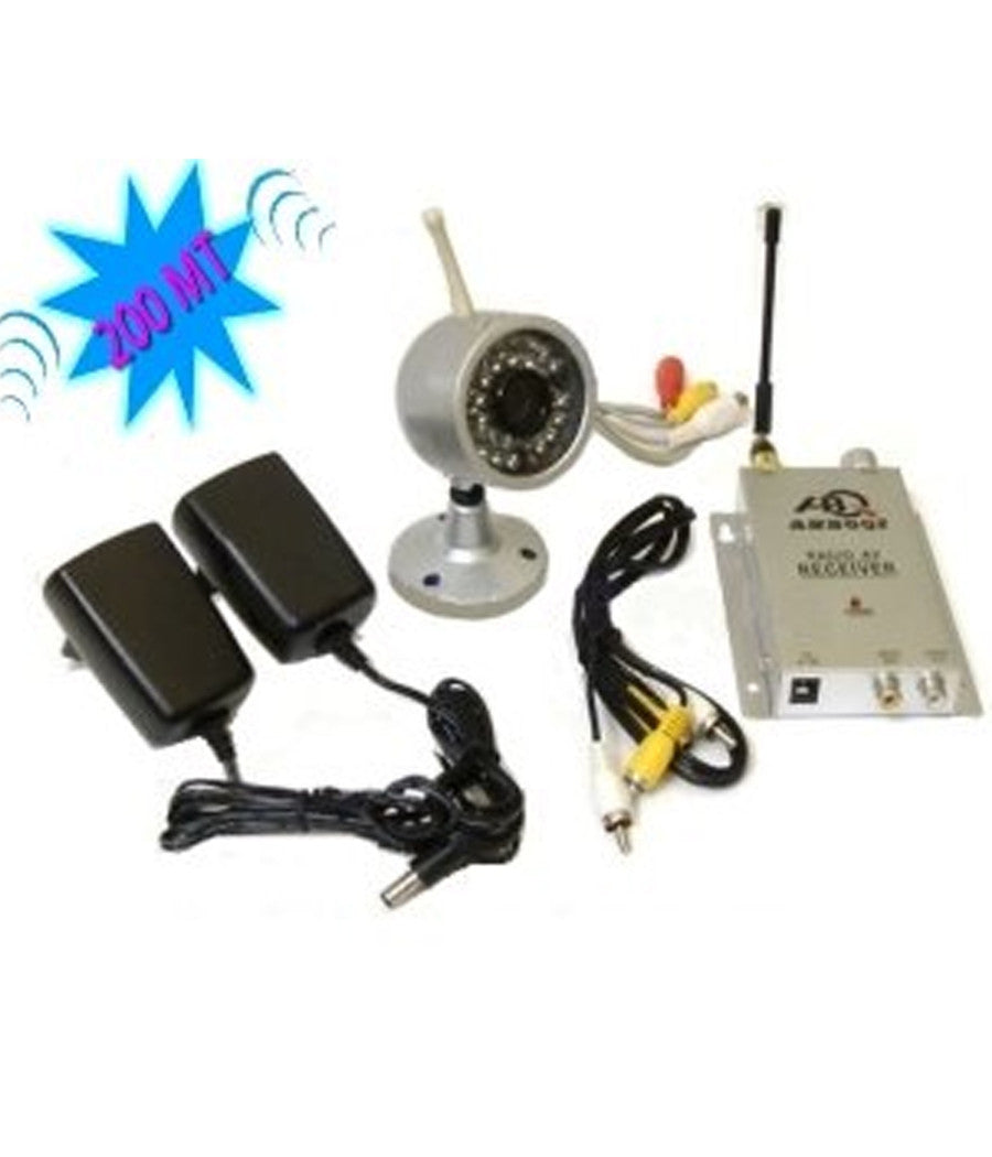 Kit Videosorveglianza Wireless Ricevitore 200 Mt. Con Telecamera Infrarossi         