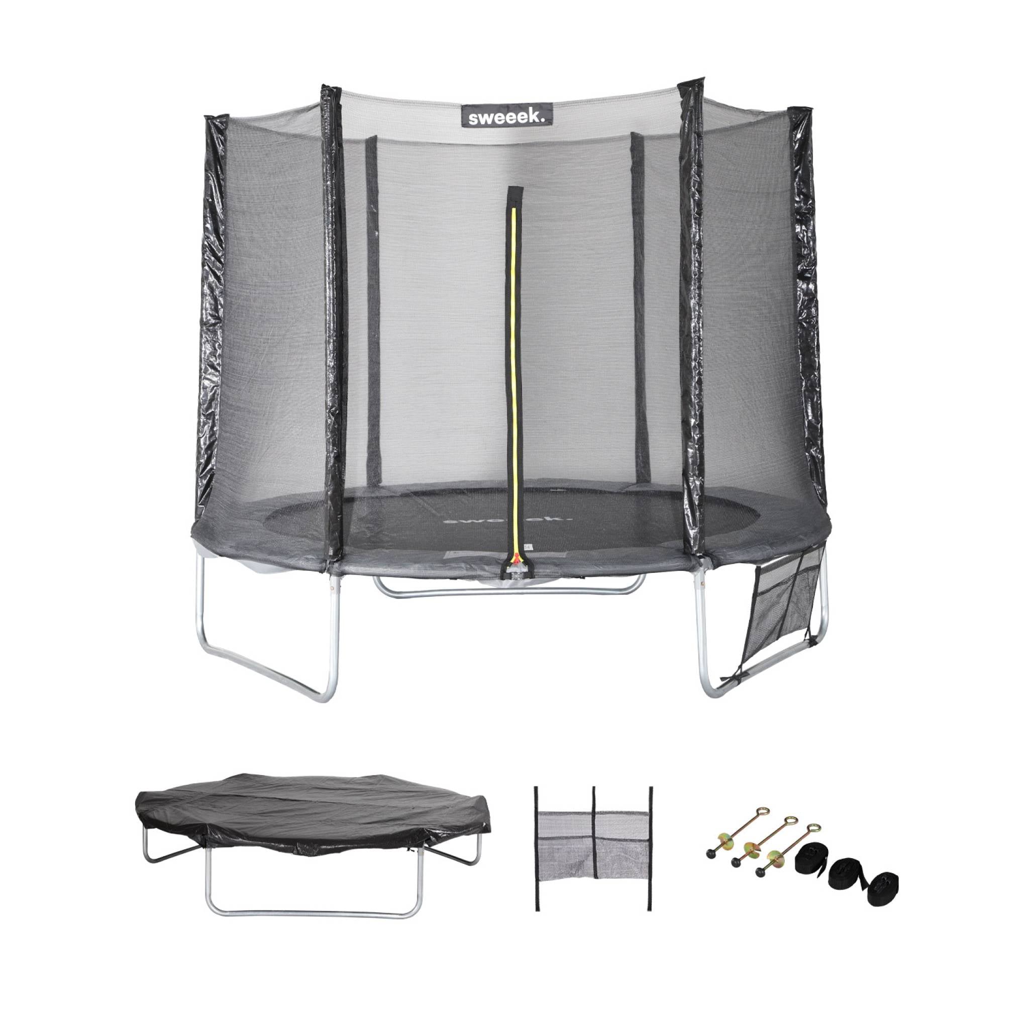 Trampolino 250cm con confezione di accessori, grigio