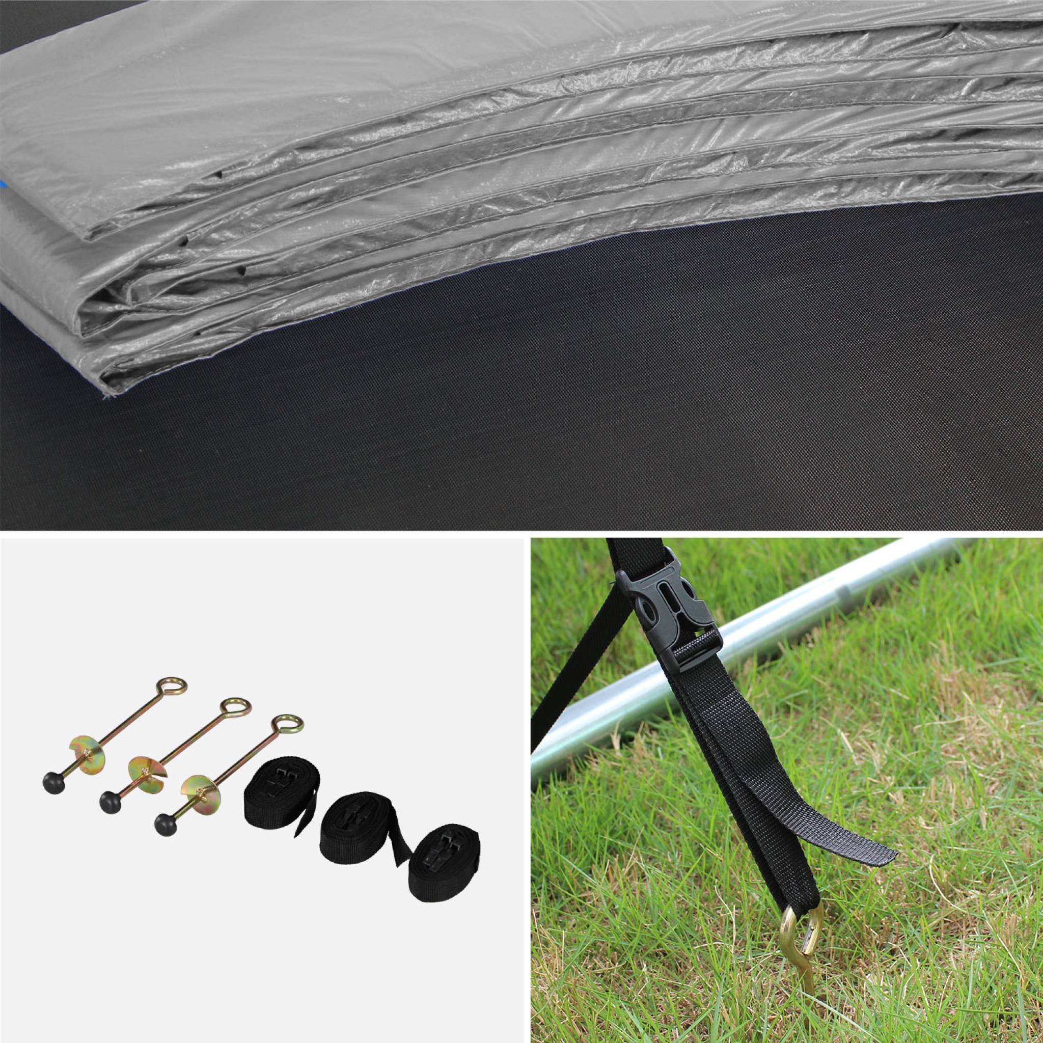 Trampolino 250cm con confezione di accessori, grigio