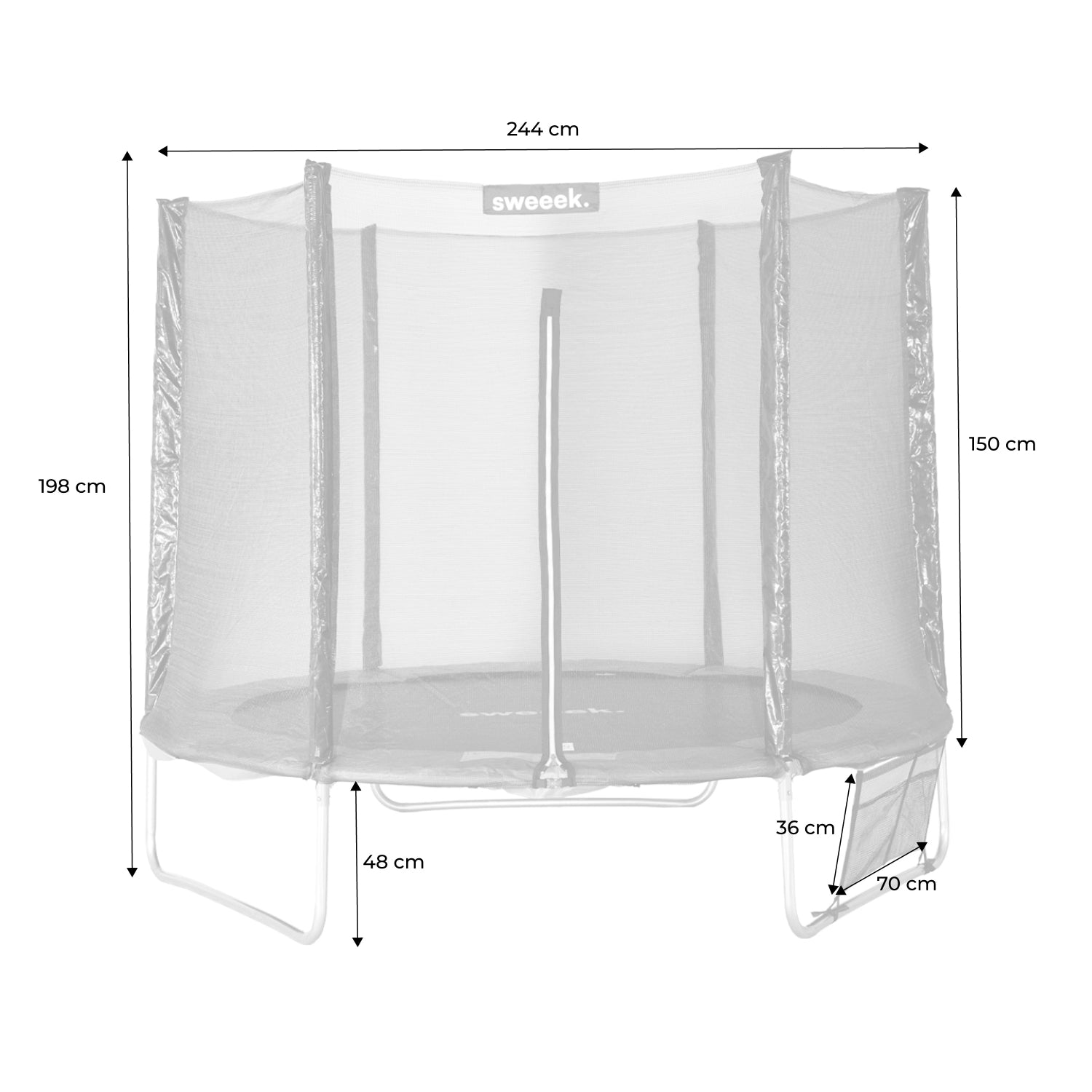 Trampolino 250cm con confezione di accessori, grigio