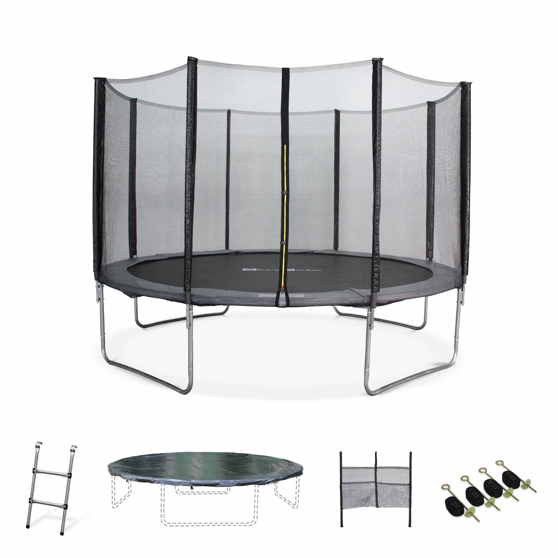 Trampolino 370cm con pacchetto di accessori, grigio