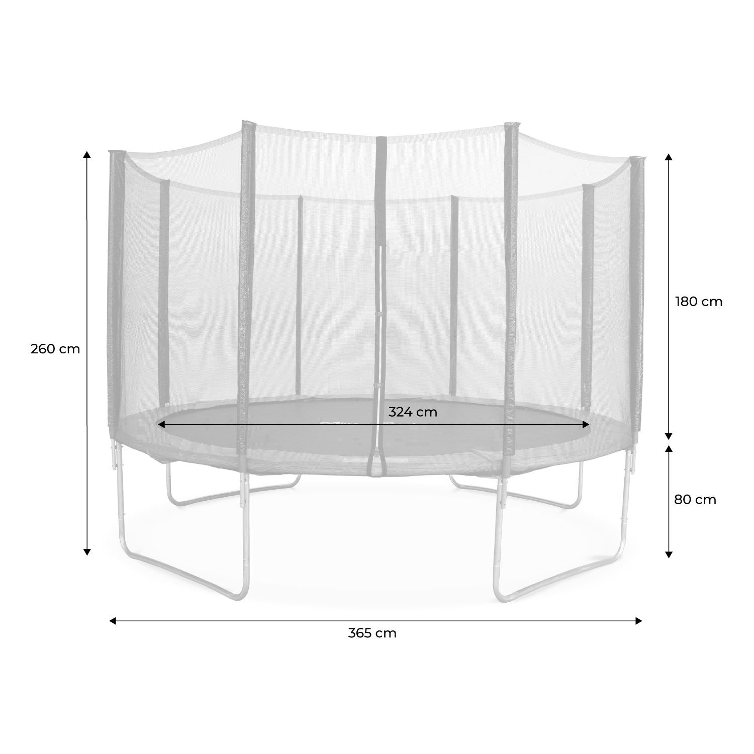 Trampolino 370cm con pacchetto di accessori, grigio