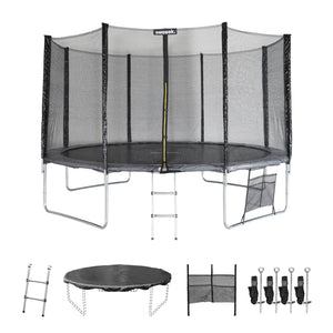 Trampolino 400cm con pacchetto di accessori, grigio