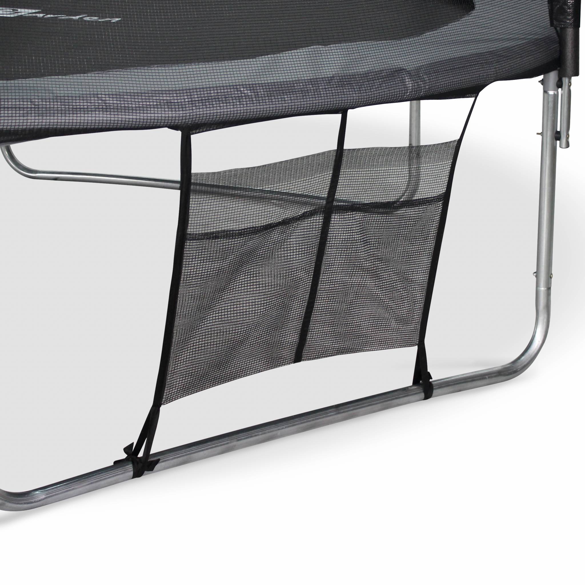 Trampoline ø460cm - neptune xxl gris et filet, échelle, bâche, filet
